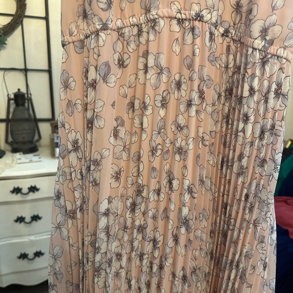 Pink with light grey /white florals, pleated, maxi dress. never worn - Picture 5 of 6